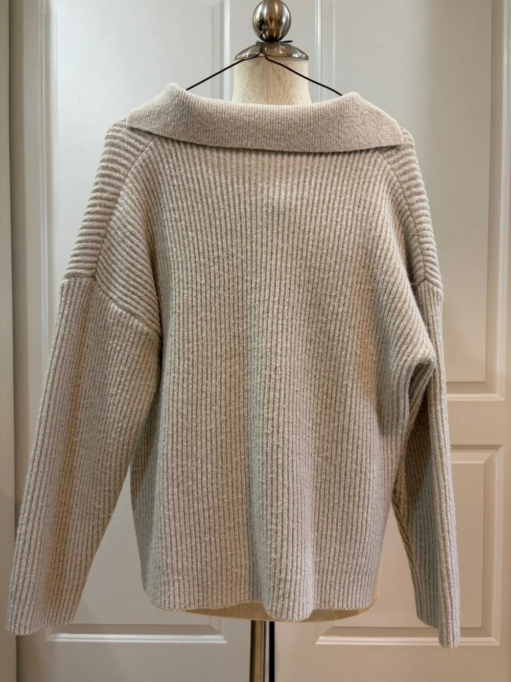 BTFBM Beige Ribbed Collared Sweater - Picture 2 of 3